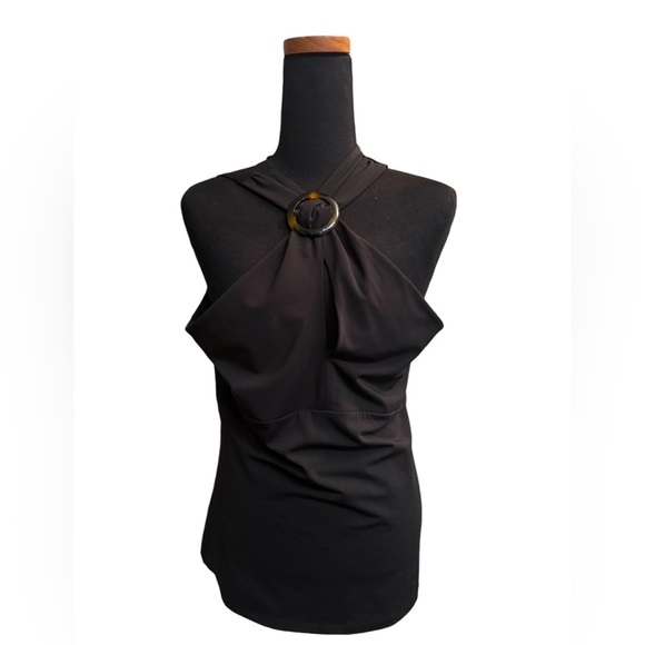 MICHAEL MICHAEL KORS halter small brown top with tortoise shell ring vacation - Picture 11 of 11